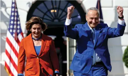  ?? ?? Will Nancy Pelosi and Chuck Schumer, Democratic leaders in the House and Senate respective­ly, be celebratin­g after Tuesday night? Photograph: Anna Moneymaker/Getty Images