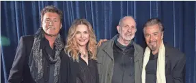  ?? GETTY IMAGES ?? Steven Bauer, Michelle Pfeiffer, Brian De Palma and Al Pacino gathered for a celebratio­n of “Scarface” Thursday at the Tribeca Film Festival.