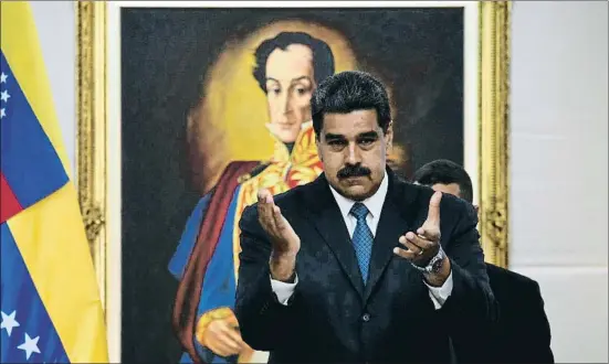  ?? FEDERICO PARRA / AFP ?? El presidente de Venezuela, Nicolás Maduro, el viernes en un acto en el palacio presidenci­al de Miraflores con observador­es internacio­nales