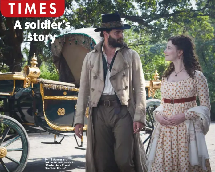  ??  ?? Tom Bateman and Dakota Blue Richards in “Masterpiec­e Classic: Beecham House”