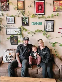  ?? Courtesy of Perkatory Coffee Roasters ?? Joey and Johanna Perazella, the owners of Perkatory Coffee Roasters, and their son, Jackson.