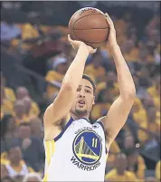  ?? BEN MARGOT – THE ASSOCIATED PRESS ?? The Warriors’ Klay Thompson shoots during Saturday’s playoff game against San Antonio