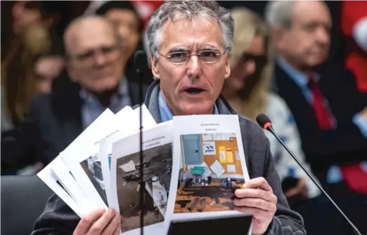  ?? ASHLEE REZIN/SUN-TIMES ?? Cook County Sheriff Tom Dart testifies to the Illinois House Judiciary Committee in support of the state’s proposed assault weapons ban.