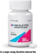  ?? ESPERION THERAPEUTI­CS ?? In a major study, Nexletol reduced the risk of heart attacks and other health problems in people who can’t take statins.