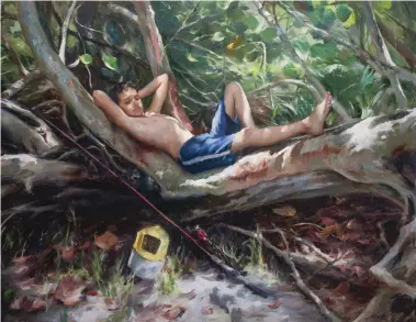  ??  ?? 3Lounging, oil on linen, 30 x 40"