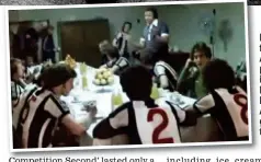  ??  ?? Feast of football: Albion players tuck into their half-time banquet as Atkinson gives the team talk