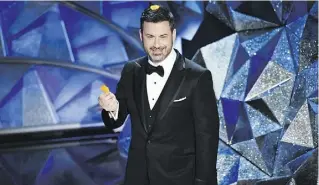  ?? KEVIN WINTER/GETTY IMAGES ?? Oscars host Jimmy Kimmel took some time in his speech to talk seriously about the #MeToo movement.