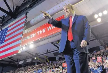  ?? SUSAN WALSH/ASSOCIATED PRESS ?? President Donald Trump arrives to speak at a rally in El Paso on Monday.