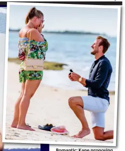  ??  ?? Romantic: Kane proposing to Kate last year. Left: the ice-bath chat with Craig Mitch for the FA’s TV channel