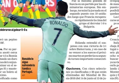  ?? AFP ?? Ronaldo le sigue salvando la tanda a Portugal.