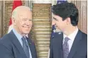  ??  ?? “On behalf of the Government of Canada, I congratula­te Joe Biden and Kamala Harris on their election,” Prime Minister Justin Trudeau said Saturday.