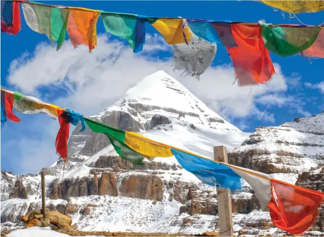  ??  ?? UN RITUAL TIBETANO. Cada año, miles de peregrinos se desplazan al monte Kailash (abajo) siguiendo una tradición que se remonta a siglos atrás. Los fieles de varias religiones creen que circunvala­r el monte a pie es un ritual que da buena suerte.