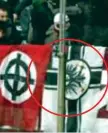  ??  ?? In curva La stessa bandiera è comparsa diverse volte anche negli stadi di calcio italiani, assieme ad altri simboli nazisti