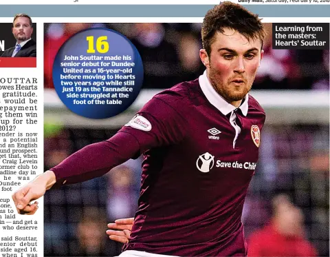  ??  ?? Learning from the masters: Hearts’ Souttar