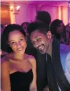  ?? JIMMY HAMMELIN ?? SITTING PRETTY: Geneviève Plante hangs with Angelo Cadet, sporting his own brand, at the SainteJust­ine’s Ball.