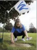  ?? CHARLES REX ARBOGAST — THE ASSOCIATED PRESS ?? Alina Muniz cleans off the grave stone of her great-grandparen­ts Norman and Florence Sanders as a Cubs W flag marks the location of the couple’s grave site at St. Luke’s Cemetery Wednesday in Chicago. Mr. Sanders died in 2003 when the Cubs were within...