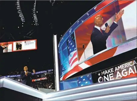  ?? Brendan Smialowski AFP/Getty Images ?? THOMAS BARRACK speaks at the 2016 Republican National Convention. He later organized President Trump’s inaugurati­on.