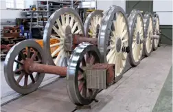  ?? P2SLC ?? The wheelsets for ‘P2’ No. 2007 Prince of Wales at Darlington Locomotive Works on November 9.