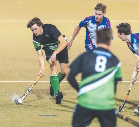  ?? Picture: Kevin Farmer ?? ON THE HUNT: James Cunliffe (left) of Norths on the attack. They will take on Red Lion for a spot in the Toowoomba Hockey A1 men’s grand final.