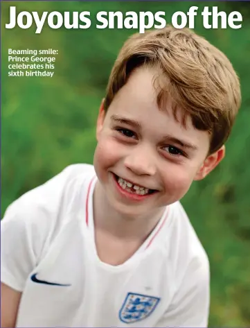  ??  ?? Beaming smile: Prince George celebrates his sixth birthday