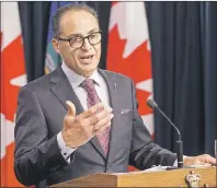  ?? CP PHOTO ?? Alberta Finance Minister Joe Ceci speaks about the province’s 2016-17 year-end financial results in Edmonton on Thursday.