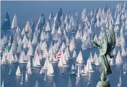  ??  ?? Sailing boats take part in the 51th edition of the traditiona­l regatta in the gulf of Trieste in Italy on Sunday. — AP