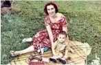  ??  ?? At home with his mum: In the garden of their house at Hindu College Square, Ratmalana, 1966