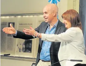  ??  ?? Enfrentado­s. El jefe de Gobierno, Larreta, y la ministra Bullrich.