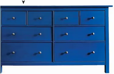  ??  ?? Refinish old furniture in Classic Blue for a piece that really stands out. Match the color with a rug or other decor to make a room inviting.