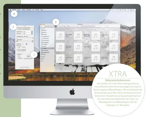  ??  ?? 1 Afbeelding
Al het wit in Finder oogt lekker rustig, maar misschien ook wat saai. Fleur je venster in de symboolwee­rgave op door een afbeelding als achtergron­d in te stellen. Open deze weergaveop­ties met Cmd+J, selecteer ‘Afbeelding’ en sleep een...