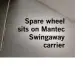  ??  ?? Spare wheel sits on Mantec Swingaway carrier