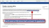  ??  ?? Microsoft recommends you use a USB stick that’s at least 16GB to create a recovery drive
