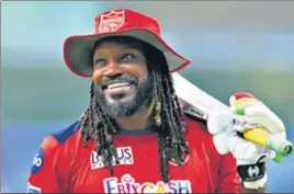  ?? BCCI ?? Chris Gayle of Punjab Kings before his team’s match against Delhi Capitals. CHRIS GAYLE