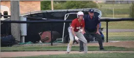  ?? ?? Adams Central's #9 Logan Uhlman takes his lead off first base against the Blackford Bruins in the 2023 IHSAA Class 2A Sectional 37 Baseball Quarterfin­als on Wednesday, May 24, 2023 in Hartford City, Indiana.