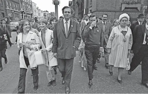  ??  ?? The walk sets off from West Bromwich Town Hall led by MPS John Stonehouse and Peter Archer, with Mrs Peckover, Mayor of West Bromwich