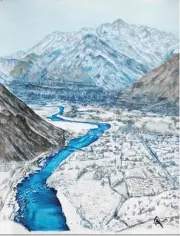  ??  ?? Winter in Gilgit, Pakistan, oil, 14 x 11" (36 x 30 cm)