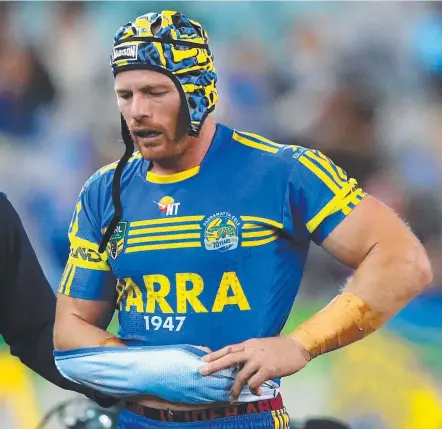  ?? GONE: Beau Scott of the Eels will miss the rest of the 2017 season after suffering a shoulder injury last round. ??