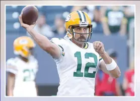  ?? JOHN WOODS/AP, STEVEN RYAN/GETTY IMAGES (RIGHT) ?? Packers QB Aaron Rodgers playfully tripped up Bears coach Matt Nagy last month at a function before a celebrity golf tourney.