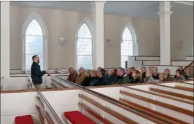  ?? JONATHAN TRESSLER - THE NEWS-HERALD ?? Kirtland Temple Director Seth Bryant talks about the temple’s history Feb. 13 during the inaugural Lake County Visitors Bureau Brown Bag Gathering.