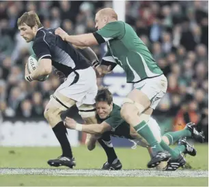  ??  ?? Scotland skipper John Barclay trains at Murrayfiel­d yesterday morning before the squad flew to Ireland for today’s vital Six Nations fixture. Top, Barclay captained the Scarlets to the Guinness Pro12 title at the Aviva Stadium last May. Below, he was...