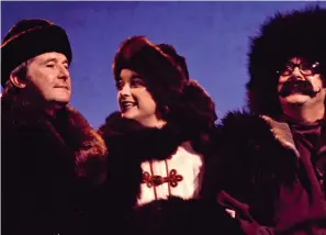  ??  ?? Fur play: Singer Diane Solomon wraps up warm with the boys against a severe Russian winter in their 1975 Christmas special