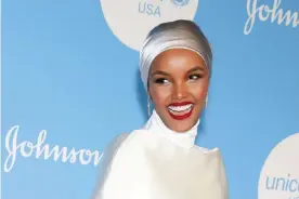  ?? Photograph: Paul Zimmerman/Rex/Shuttersto­ck ?? Halima Aden at the Unicef Snowflake Ball in New York in 2019.