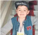  ??  ?? Eight-year-old Ciaran Williamson who died when the gravestone toppled.