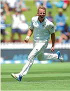  ??  ?? Neil Wagner celebrates a test wicket at the Basin Reserve.