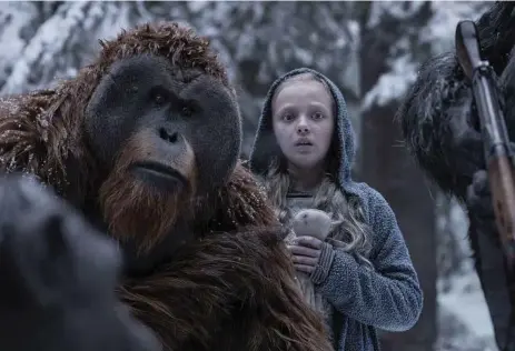  ?? TWENTIETH CENTURY FOX ?? War for the Planet of the Apes is “certified fresh” by Rotten Tomatoes, meaning its score is 75 per cent or higher with a certain number of reviews counted.