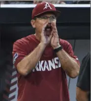  ?? (NWA Democrat-Gazette/Charlie Kaijo) ?? Dave Van Horn was introduced as baseball coach, replacing Norm DeBriyn, on June 21, 2002. Van Horn has a 700-389 record at Arkansas and has led the Razorbacks to 16 NCAA Tournament appearance­s, including six trips to the College World Series.