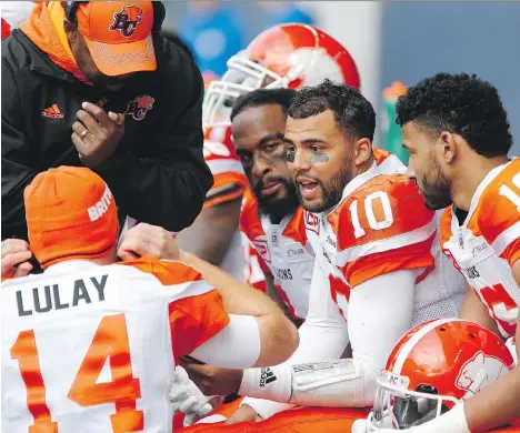  ?? JOHN WOODS/THE CANADIAN PRESS/FILES ?? B.C. Lions quarterbac­k Jonathon Jennings has made strides in his maturity, columnist Ed Willes writes.