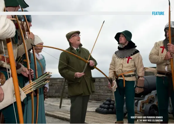  ??  ?? Robert Hardy and Purbrook Bowmen at the Mary Rose celebratio­n