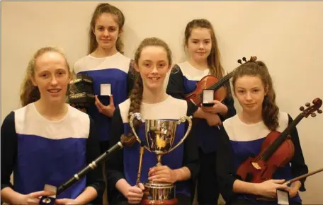  ??  ?? The group of Easkey musicians, winners of the Ceol Urlise section at the recent Sligo Scór Finals. Back row: Lauren Scott, Amy Harte. Front row: Ellen McGuire, Aisling McGuire, Elisha Scott. They now represent Sligo at the Connacht Finals on January 13th.