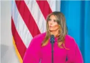  ?? THE ASSOCIATED PRESS ?? First lady Melania Trump addresses a luncheon Wednesday at the U.S. Mission to the United Nations in New York.